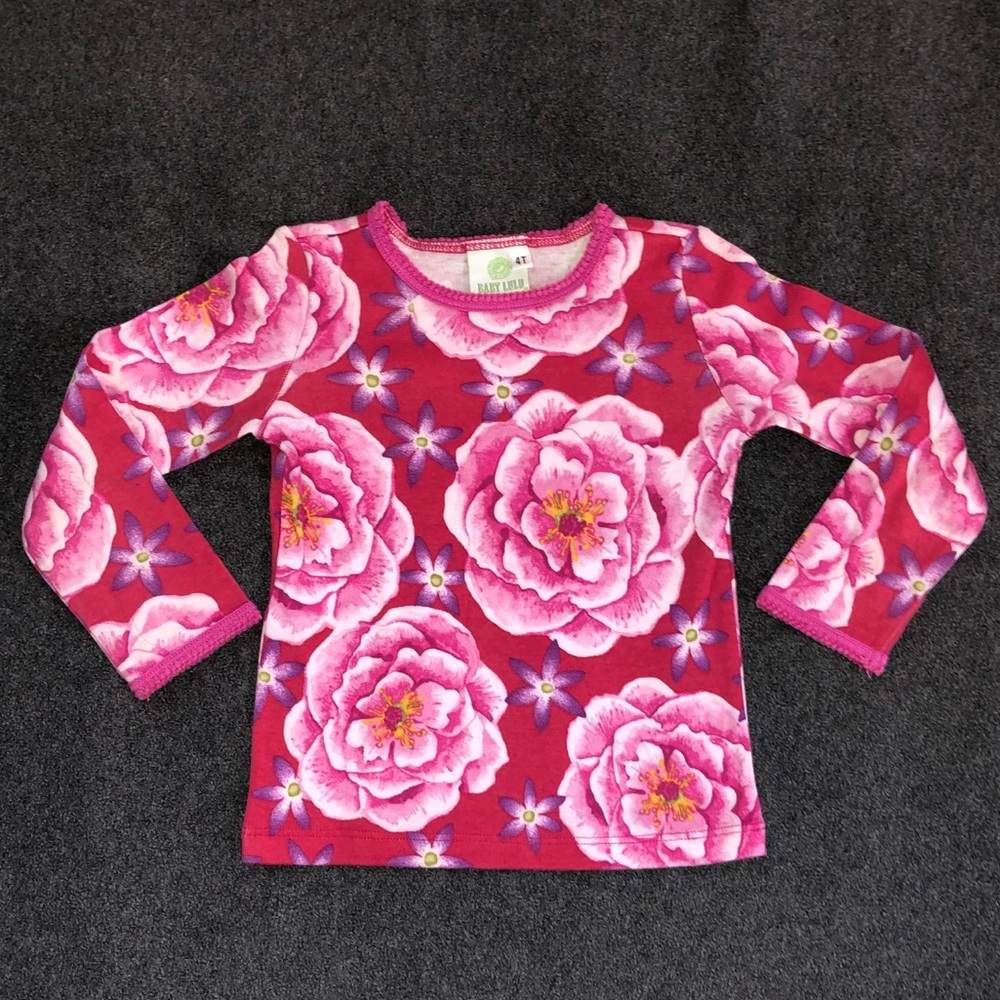 Baby Lulu Cabbage Rose Shirt Top Pink Girls 4T New